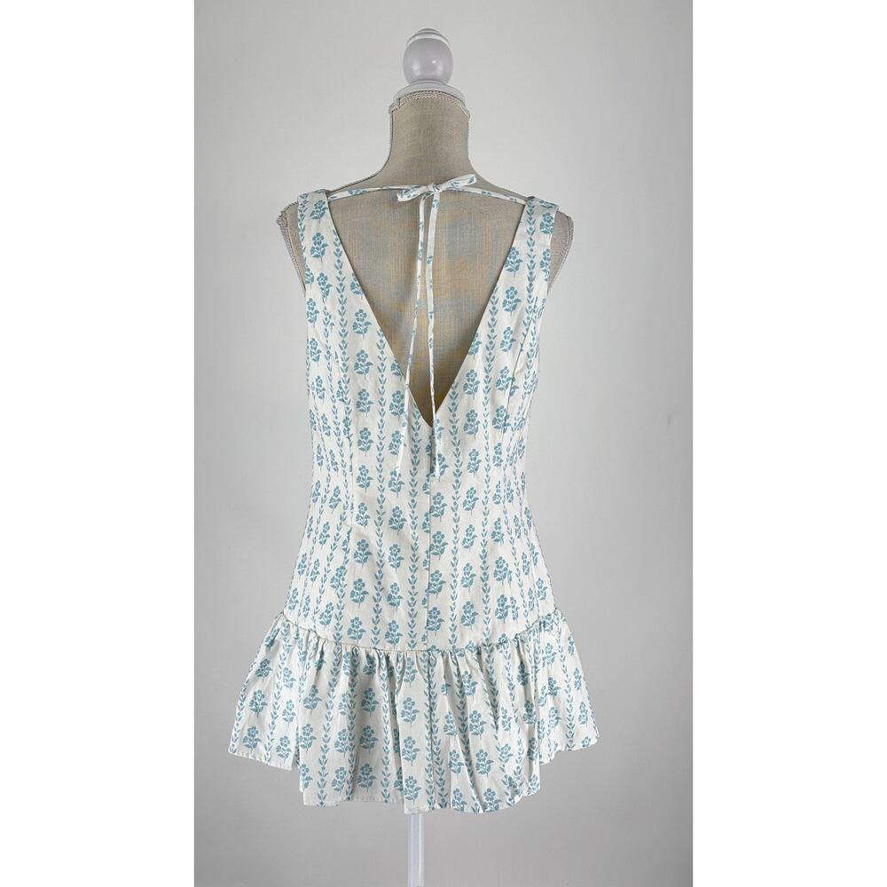 Peppermayo Meggie Linen Mini Dress Sweet Daydream White Blue Womens Size 10 New - Picture 9 of 13